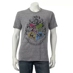 Harry Potter Hogwarts Crest Grey Tee Small